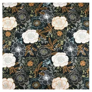 GENERIQUE Tissu coton fleurs zinnia vendu au mètre(...) - Vert