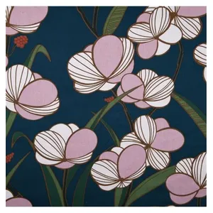 GENERIQUE Tissu coton satin fleurs vendu au mètre(...) - Bleu