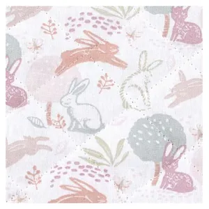 GENERIQUE Tissu enfant matelassé lièvres et lapins vendu au mètre(...) - Blanc