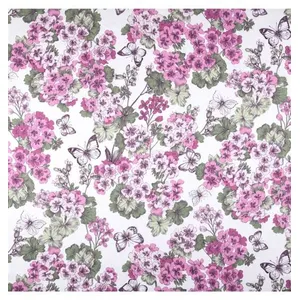 GENERIQUE Tissu coton enduit géraniums vendu au mètre(...) - Rose