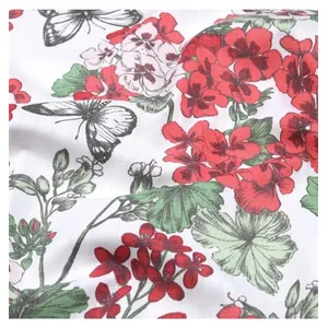 GENERIQUE Tissu coton enduit géraniums vendu au mètre(...) - Rouge