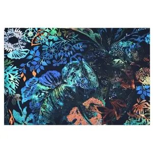 Tissu coton satiné feuillage coloré vendu au mètre - neytiri multicolo...