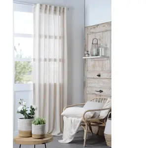 Lovely Casa Stof - Voile - Modèle Madrid - Naturel - 140x260 cm - 100% Polyester pas cher