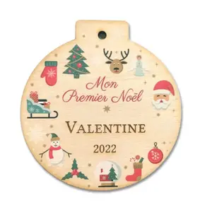 Boule de Noël en bois personnalisée   Mon Premier Noël   Décoration sa...
