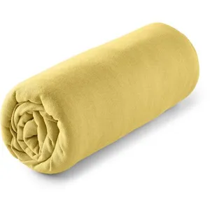 ACTUEL Drap housse uni en jersey coton - collection permanente jaune 90x190 cm pas cher
