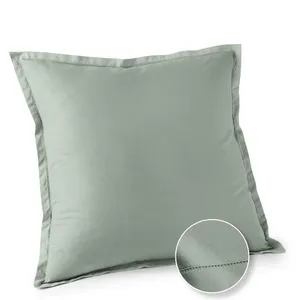 ACTUEL Taie d'oreiller unie en percale de coton vert 63 x 63 cm pas cher
