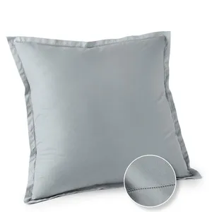 ACTUEL Taie d'oreiller unie en percale de coton gris 63x63 cm pas cher