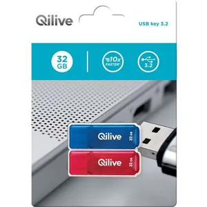 QILIVE Clé USB x2 32 GO USB3.2 R/B- Rouge et BleuVendu parauchan