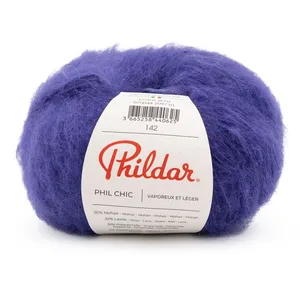 Pelote de laine et Mohair PHIL CHIC - 25gr -(...) - Lotus Bleu