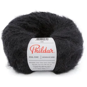 Pelote de laine et Mohair PHIL CHIC - 25gr - Phildar(...) - Noir