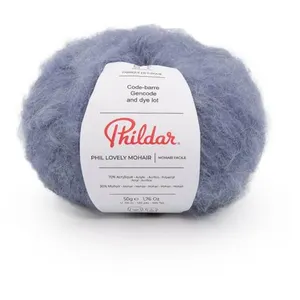 Phildar Pelote de mohair à tricoter PHIL LOVELY MOHAIR -(...) - Denim Bleu