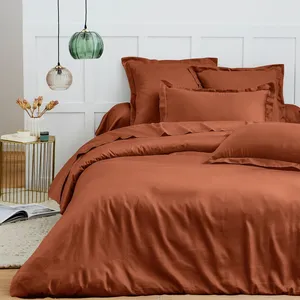 Coton Pur - Housse de couette 100% Coton paprika 240x220 cm pas cher