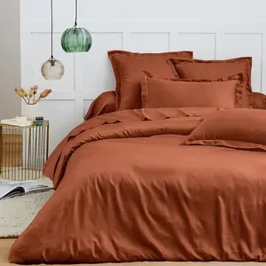 Coton Pur - Housse de couette 100% Coton paprika 140x200 cm pas cher