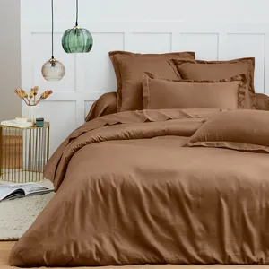 COTON PUR Housse de couette 240 x 220 cm "Prémium" pour lit 2 places - Prémium Taupe pas cher