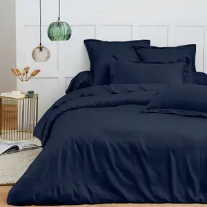 Coton Pur - Housse de couette 100% Coton bleu nuit 240x220 cm pas cher