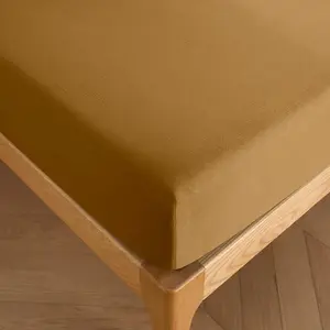 Coton Pur - Drap housse 100% Coton bonnet 30 cm caramel 140x190 cm pas cher