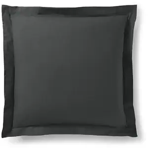 Coton Pur - Taie d'oreiller Volant plat 100% coton truffe 63x63 cm pas cher