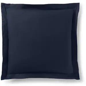 Coton Pur - Taie d'oreiller Volant plat 100% coton bleu nuit 63x63 cm