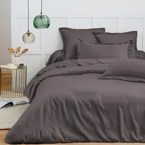 COTON PUR Housse de couette 140 x 200 cm "Prémium" pour lit 1 place - Prémium Ardoise