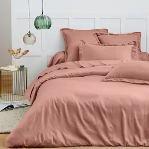 Coton Pur - Housse de couette 100% Coton vieux rose 140x200 cm pas cher