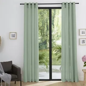 UNIVERS DECOR Paire de rideaux tamisant à oeillets Effet Lin "Moonlight" Menthe pas cher