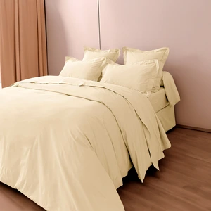 Coton Pur - Housse de couette en percale de coton ivoire 140x200 cm pas cher