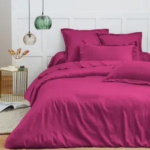 COTON PUR Housse de couette 260 x 240 cm "Prémium" pour lit 2 places King Size - Prémium Magenta pas cher