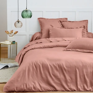 COTON PUR Housse de couette 260 x 240 cm "Prémium" pour lit 2 places King Size - Prémium Vieux Rose pas cher