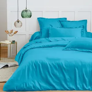 COTON PUR Housse de couette 260 x 240 cm "Prémium" pour lit 2 places King Size - Prémium Cyan pas cher