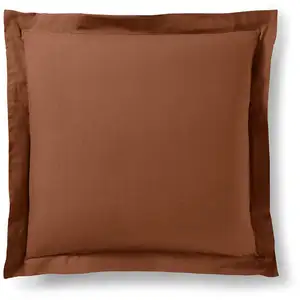 Coton Pur - Taie d'oreiller Volant plat 100% coton paprika 63x63 cm pas cher