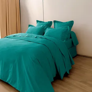 Coton Pur - Housse de couette en percale de coton paon 140x200 cm pas cher