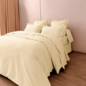 Coton Pur - Housse de couette en percale de coton ivoire 260x240 cm pas cher