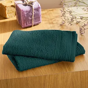 Comparateur de prix : UNIVERS DECOR Coton Pur - 4 Serviettes Invite Spa emeraude 30x50 cm