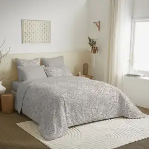 UNIVERSDECOR Pack complet housse de couette réversible pour lit 140 x 190 cm Cachemire naturel pas cher