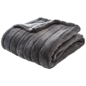 Plaid fourrure 120 x 160 cm Atmosphera - Gris foncé pas cher