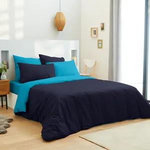 Univers Décor - Parure housse de couette, drap housse & taies marine/t... pas cher
