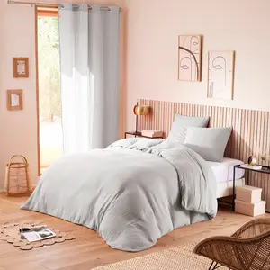 UNIVERS DECOR Parure de couette 'Gaze de Coton' 140 x 200 pour lit 1 place pas cher