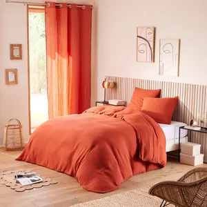 Comparateur de prix : Univers Décor - Parure housse de couette en gaze de coton terracotta 260x240 cm