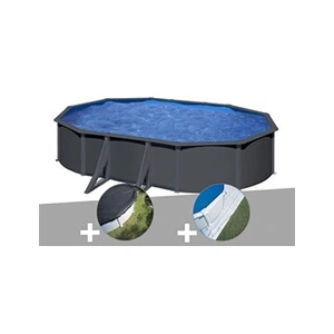 Gre Kit piscine acier gris anthracite Gré Louko ovale 6,34 x 3,99 x 1... pas cher