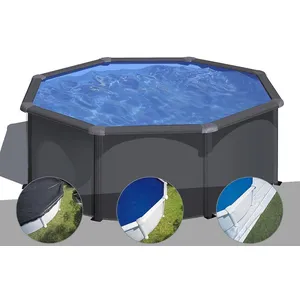 Comparateur de prix : GRE Kit piscine acier gris anthracite Gré Louko ronde 3,20 x 1,22 m + ...
