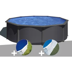 Comparateur de prix : GRE Piscine hors-sol acier Gré Louko ronde 4,80m - Anthracite