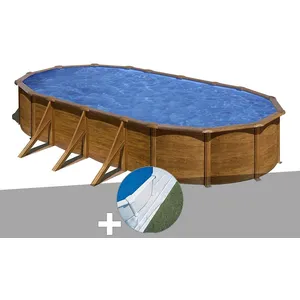 GRE Piscine acier aspect bois Gré Pacific ovale 7,44 x 3,99 x 1,22 m -... pas cher