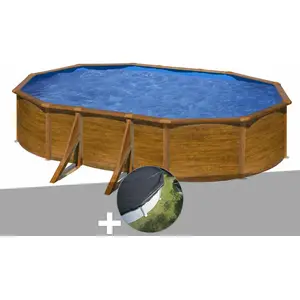 Gre Kit piscine acier aspect bois Gré Pacific ovale 6,34 x 3,99 x 1,2... pas cher