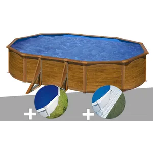 Comparateur de prix : GRE Piscine acier aspect bois Gré Pacific ovale 6,34 x 3,99 x 1,22 m -...