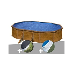 Gre Kit piscine acier aspect bois Gré Pacific ovale 5,27 x 3,27 x 1,22... pas cher