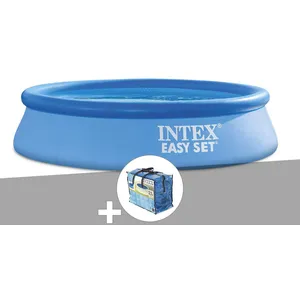 Comparateur de prix : Intex - Kit piscine autoportée Easy Set 2,44 x 0,61 m + Bâche à bulles