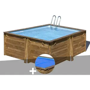 GRE - Kit piscine bois Gré Carra 3,05 x 3,05 x 1,19 m + Bâche à bulles pas cher