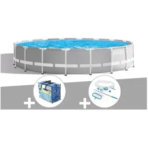 Comparateur de prix : Intex Kit piscine tubulaire Intex Prism Frame ronde 5,49 x 1,22 m + Bà...