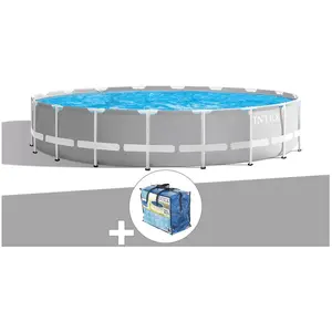 Comparateur de prix : Intex Kit piscine tubulaire Prism Frame ronde 5,49 x 1,22 m + Bâche à bulles