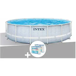 Comparateur de prix : Kit piscine tubulaire Intex Chevron ronde 4,88 x 1,22 m + 6 cartouches...